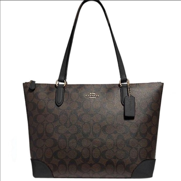 ▪️COACH▪️Small ZipTop Signature Coated Canvas Tote - Picture 2 of 8